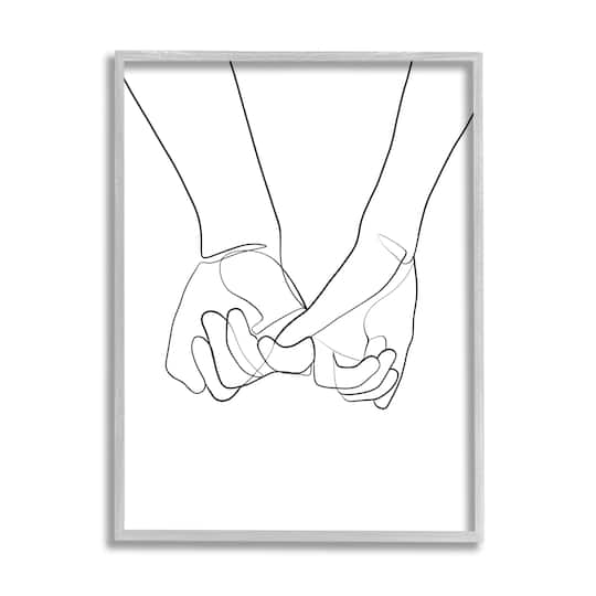 Stupell Industries Fluid Line Abstract Couple Holding Hands Wall Art in Frame